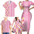 Pastel Magenta Aloha Hawaii Tiki Family Matching Short Sleeve Bodycon Dress and Hawaiian Shirt Tropical Plumeria - Seamless Style