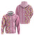 Pastel Magenta Aloha Hawaii Tiki Hoodie Tropical Plumeria - Seamless Style