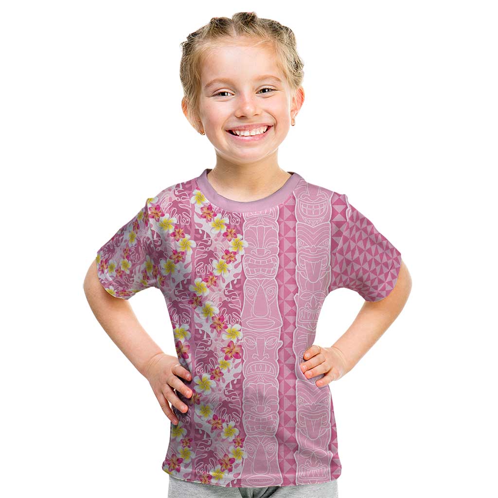 Pastel Magenta Aloha Hawaii Tiki Kid T Shirt Tropical Plumeria - Seamless Style LT14 Magenta - Polynesian Pride