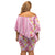 Pastel Magenta Aloha Hawaii Tiki Off Shoulder Short Dress Tropical Plumeria - Seamless Style