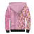 Pastel Magenta Aloha Hawaii Tiki Sherpa Hoodie Tropical Plumeria - Seamless Style