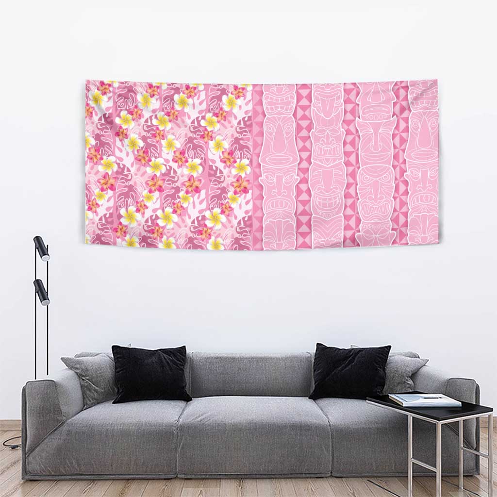 Pastel Magenta Aloha Hawaii Tiki Tapestry Tropical Plumeria - Seamless Style LT14 - Polynesian Pride