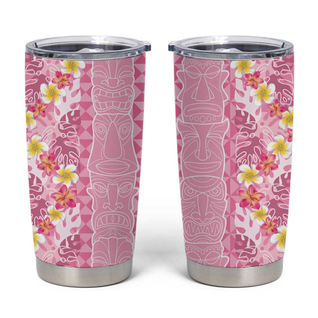 Pastel Magenta Aloha Hawaii Tiki Tumbler Cup Tropical Plumeria - Seamless Style LT14 Magenta - Polynesian Pride