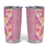 Pastel Magenta Aloha Hawaii Tiki Tumbler Cup Tropical Plumeria - Seamless Style LT14 Magenta - Polynesian Pride