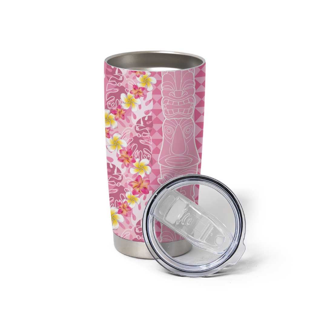 Pastel Magenta Aloha Hawaii Tiki Tumbler Cup Tropical Plumeria - Seamless Style LT14 - Polynesian Pride