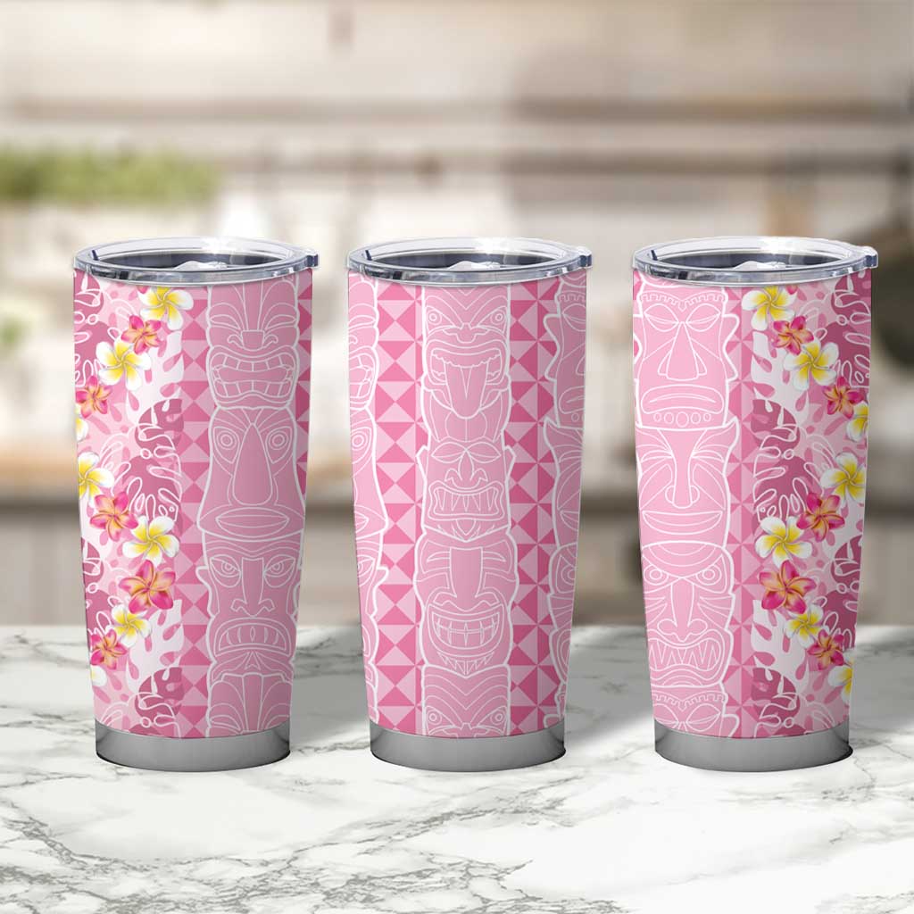 Pastel Magenta Aloha Hawaii Tiki Tumbler Cup Tropical Plumeria - Seamless Style LT14 - Polynesian Pride