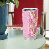 Pastel Magenta Aloha Hawaii Tiki Tumbler Cup Tropical Plumeria - Seamless Style LT14 - Polynesian Pride