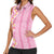 Pastel Magenta Aloha Hawaii Tiki Women Sleeveless Polo Shirt Tropical Plumeria - Seamless Style