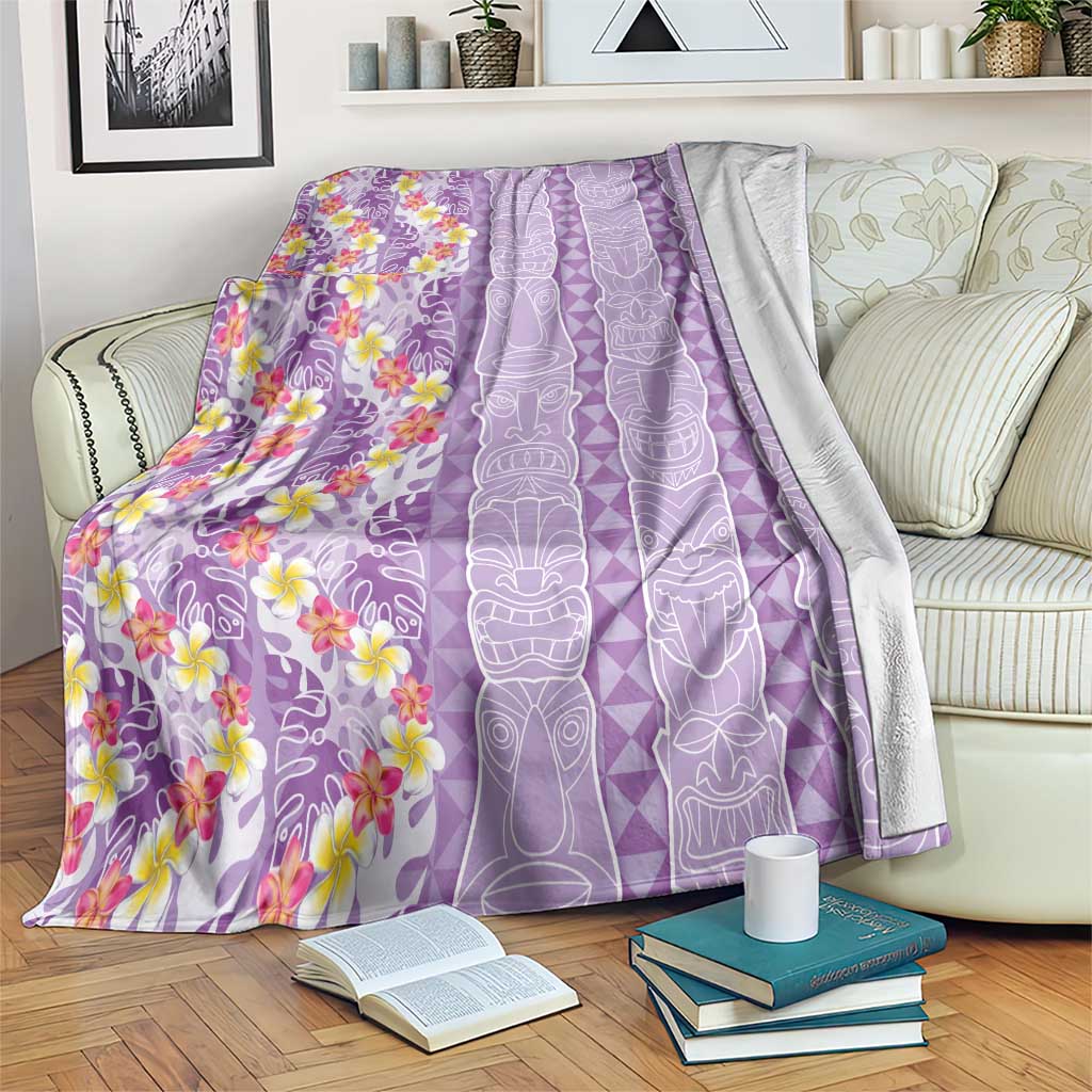 Lush Lilac Aloha Hawaii Tiki Blanket Tropical Plumeria - Seamless Style LT14 Purple - Polynesian Pride