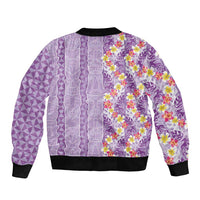 Lush Lilac Aloha Hawaii Tiki Bomber Jacket Tropical Plumeria - Seamless Style LT14 - Polynesian Pride