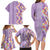 Lush Lilac Aloha Hawaii Tiki Family Matching Long Sleeve Bodycon Dress and Hawaiian Shirt Tropical Plumeria - Seamless Style