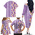 Lush Lilac Aloha Hawaii Tiki Family Matching Off The Shoulder Long Sleeve Dress and Hawaiian Shirt Tropical Plumeria - Seamless Style