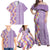 Lush Lilac Aloha Hawaii Tiki Family Matching Off Shoulder Maxi Dress and Hawaiian Shirt Tropical Plumeria - Seamless Style