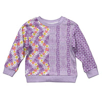 Lush Lilac Aloha Hawaii Tiki Kid Ugly Christmas Sweater Tropical Plumeria - Seamless Style LT14 Kid Purple - Polynesian Pride