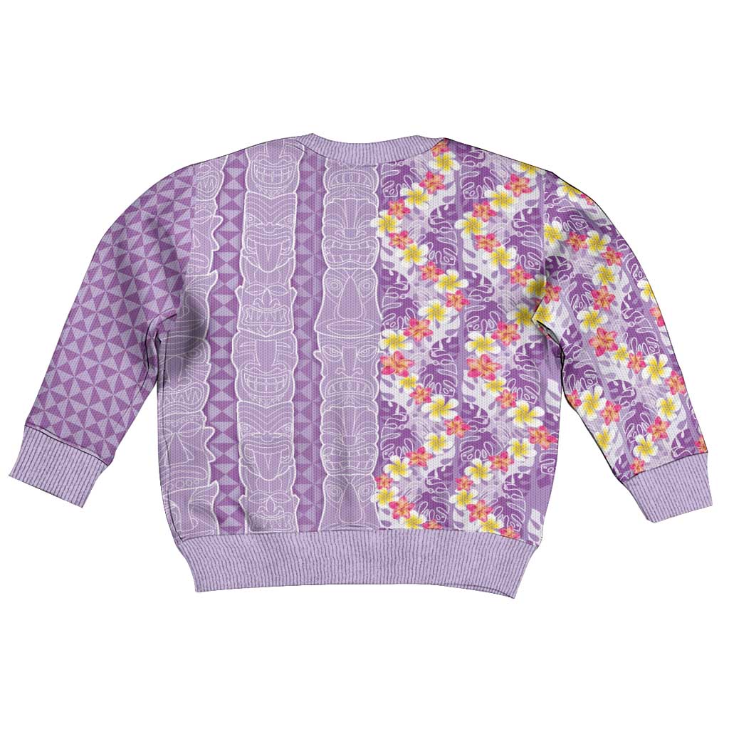Lush Lilac Aloha Hawaii Tiki Kid Ugly Christmas Sweater Tropical Plumeria - Seamless Style LT14 - Polynesian Pride