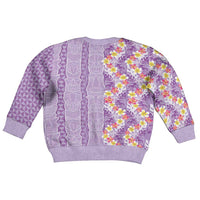 Lush Lilac Aloha Hawaii Tiki Kid Ugly Christmas Sweater Tropical Plumeria - Seamless Style LT14 - Polynesian Pride
