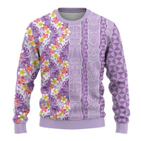 Lush Lilac Aloha Hawaii Tiki Ugly Christmas Sweater Tropical Plumeria - Seamless Style LT14 - Polynesian Pride