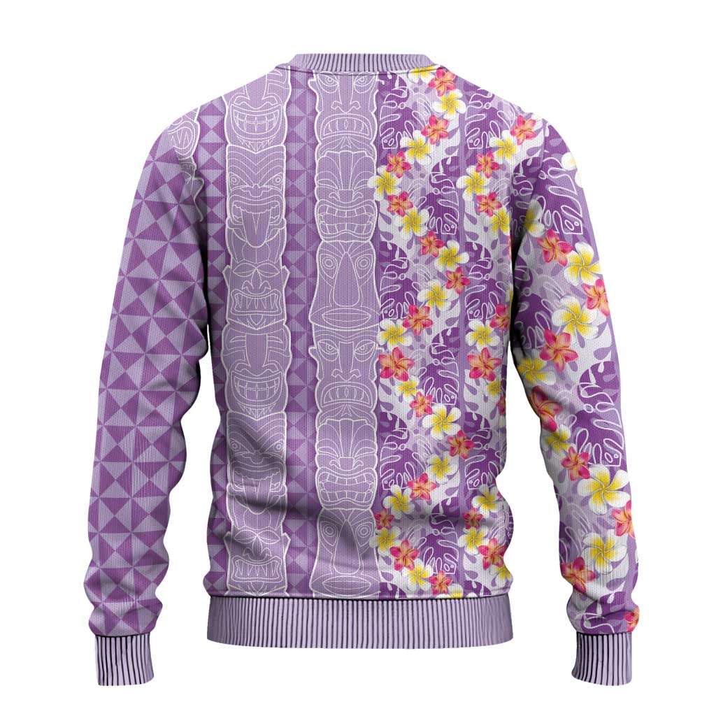 Lush Lilac Aloha Hawaii Tiki Ugly Christmas Sweater Tropical Plumeria - Seamless Style LT14 - Polynesian Pride