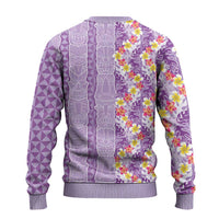 Lush Lilac Aloha Hawaii Tiki Ugly Christmas Sweater Tropical Plumeria - Seamless Style LT14 - Polynesian Pride