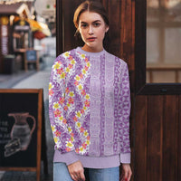 Lush Lilac Aloha Hawaii Tiki Ugly Christmas Sweater Tropical Plumeria - Seamless Style LT14 - Polynesian Pride