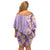 Lush Lilac Aloha Hawaii Tiki Off Shoulder Short Dress Tropical Plumeria - Seamless Style