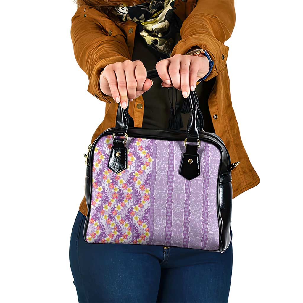 Lush Lilac Aloha Hawaii Tiki Shoulder Handbag Tropical Plumeria - Seamless Style LT14 One Size Purple - Polynesian Pride
