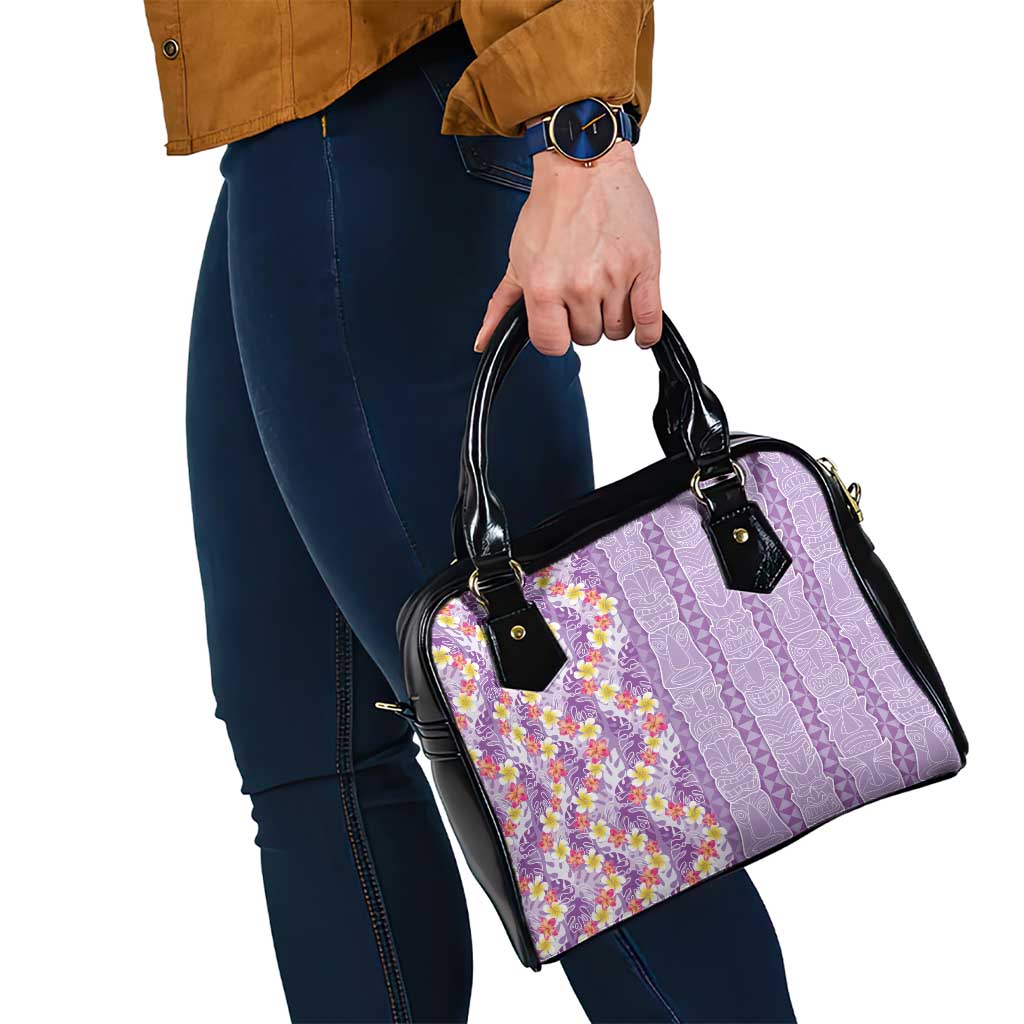 Lush Lilac Aloha Hawaii Tiki Shoulder Handbag Tropical Plumeria - Seamless Style LT14 - Polynesian Pride