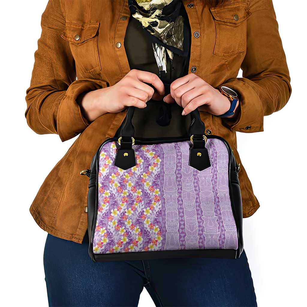 Lush Lilac Aloha Hawaii Tiki Shoulder Handbag Tropical Plumeria - Seamless Style LT14 - Polynesian Pride