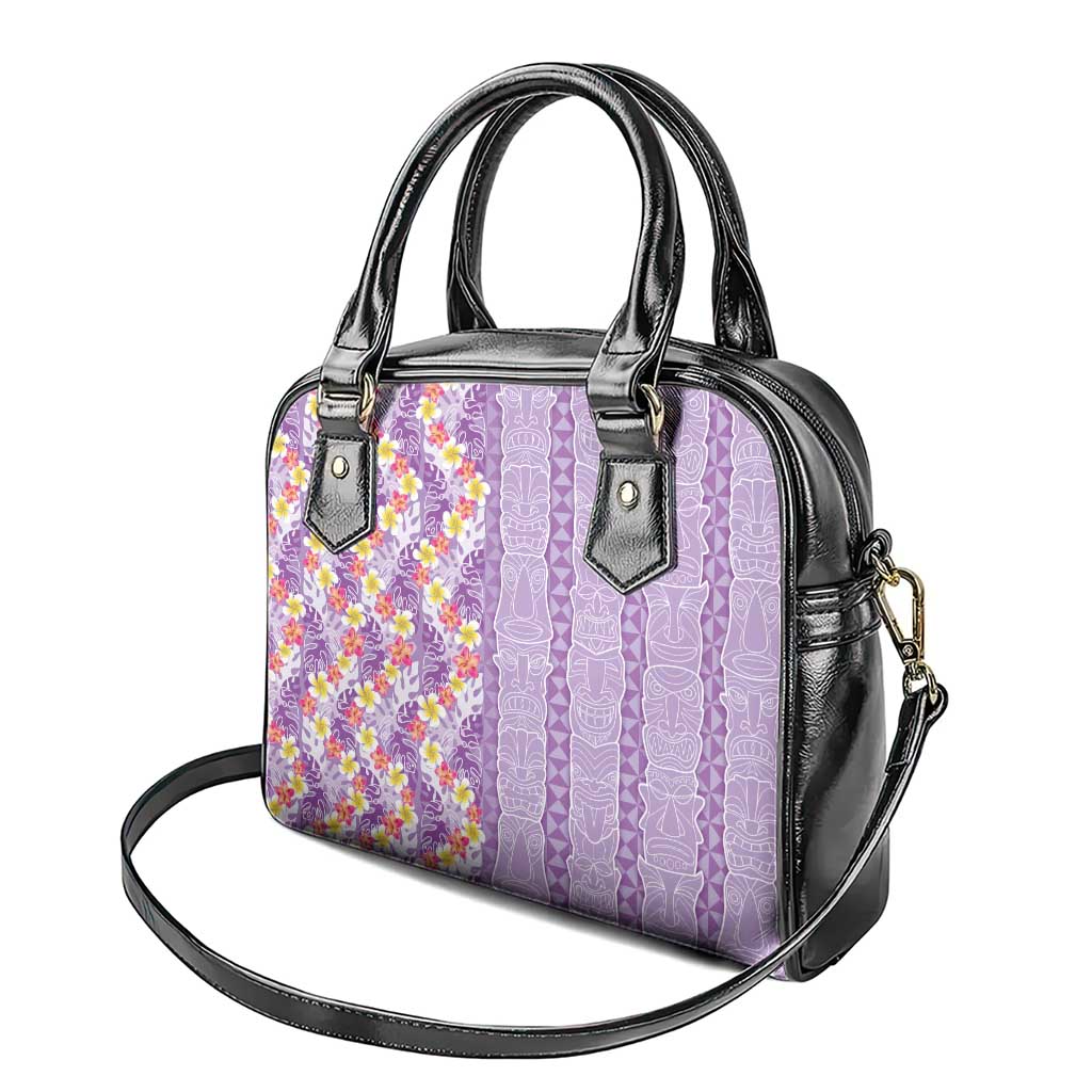 Lush Lilac Aloha Hawaii Tiki Shoulder Handbag Tropical Plumeria - Seamless Style LT14 - Polynesian Pride