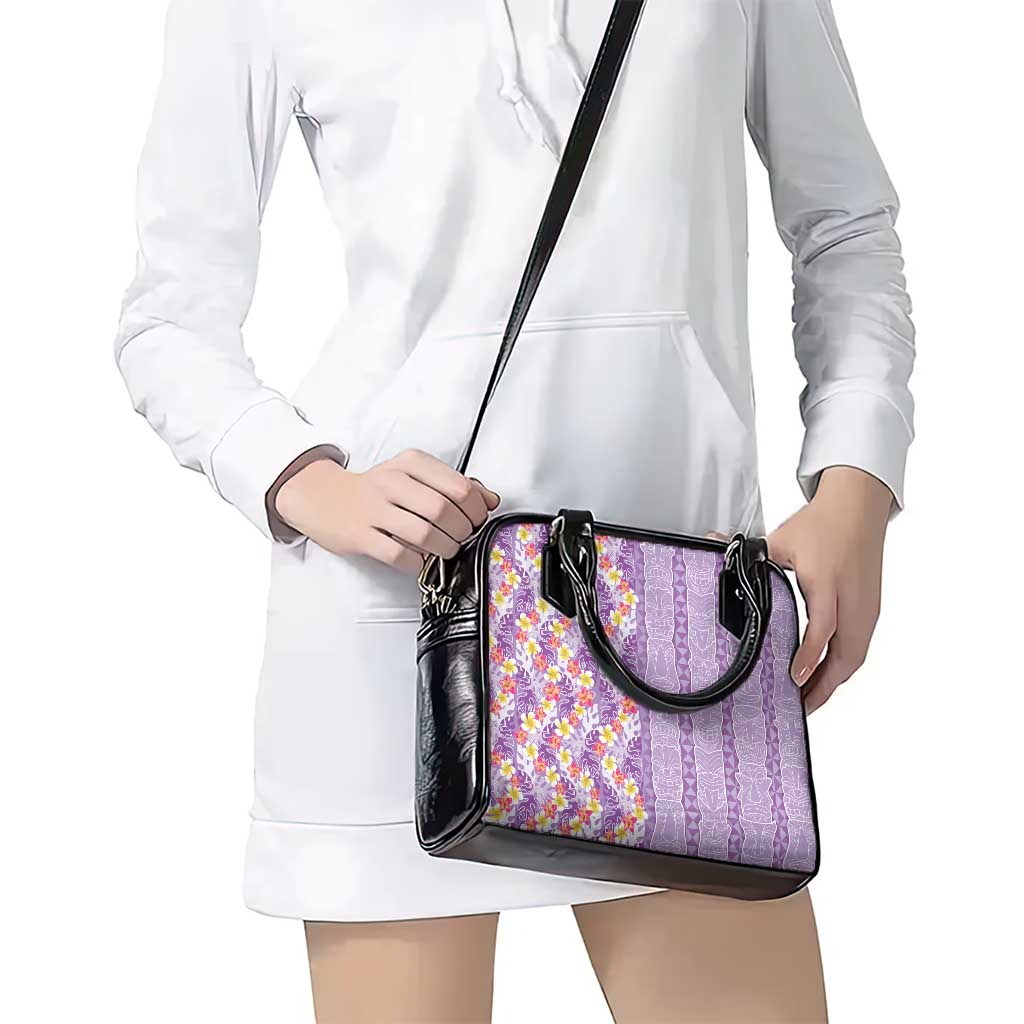 Lush Lilac Aloha Hawaii Tiki Shoulder Handbag Tropical Plumeria - Seamless Style LT14 - Polynesian Pride