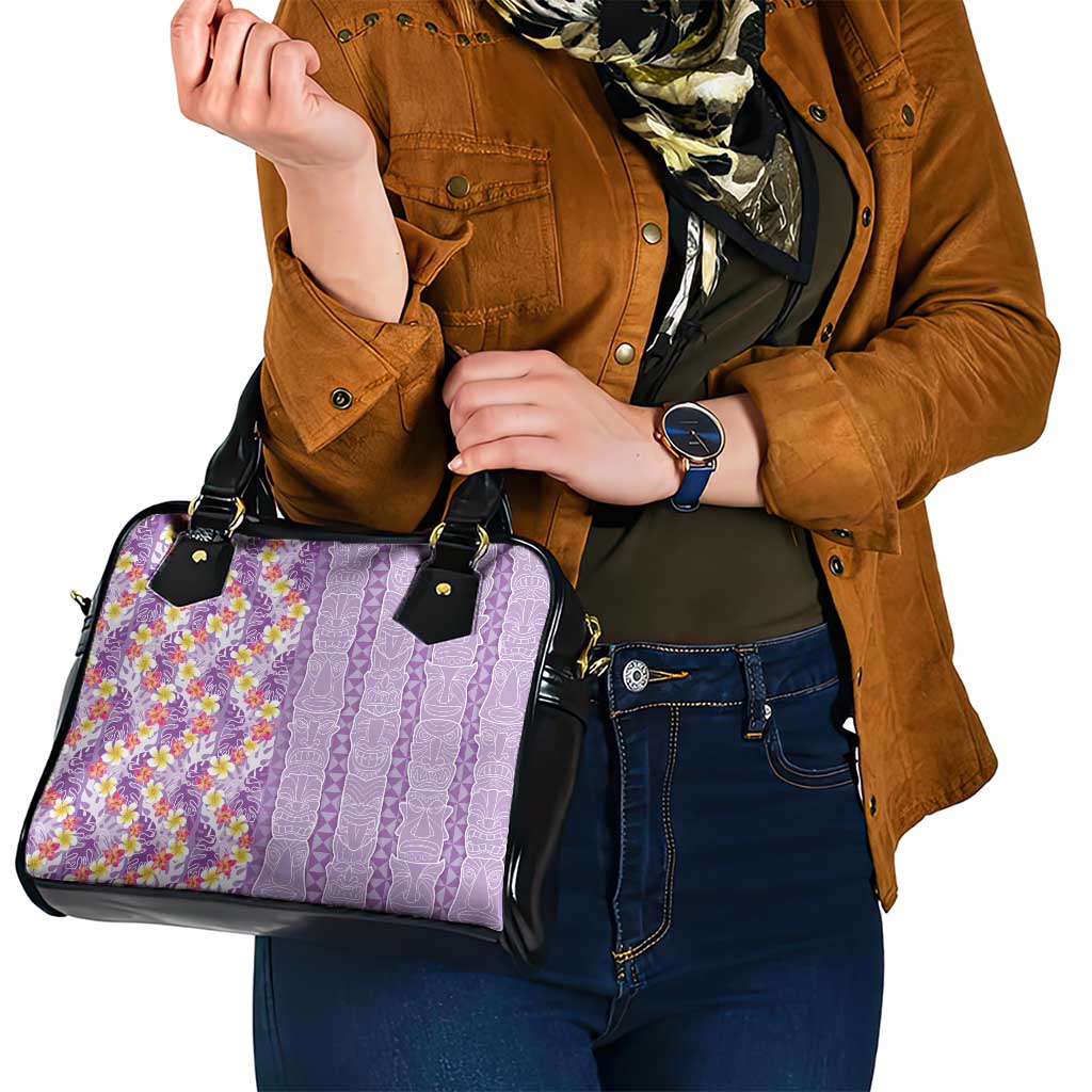 Lush Lilac Aloha Hawaii Tiki Shoulder Handbag Tropical Plumeria - Seamless Style LT14 - Polynesian Pride