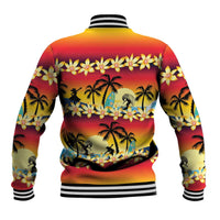 Tropical Islands Sunset Hawaii Baseball Jacket Go Surfing With Hula Girl - Summer Vibes LT14 - Polynesian Pride
