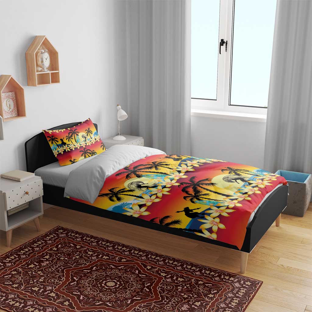 Tropical Islands Sunset Hawaii Bedding Set Go Surfing With Hula Girl - Summer Vibes LT14 - Polynesian Pride