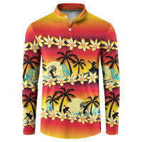 Tropical Islands Sunset Hawaii Button Sweatshirt Go Surfing With Hula Girl - Summer Vibes LT14 Red - Polynesian Pride