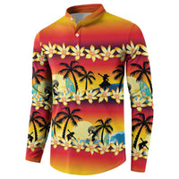 Tropical Islands Sunset Hawaii Button Sweatshirt Go Surfing With Hula Girl - Summer Vibes LT14 - Polynesian Pride
