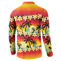 Tropical Islands Sunset Hawaii Button Sweatshirt Go Surfing With Hula Girl - Summer Vibes LT14 - Polynesian Pride