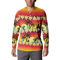 Tropical Islands Sunset Hawaii Button Sweatshirt Go Surfing With Hula Girl - Summer Vibes LT14 - Polynesian Pride