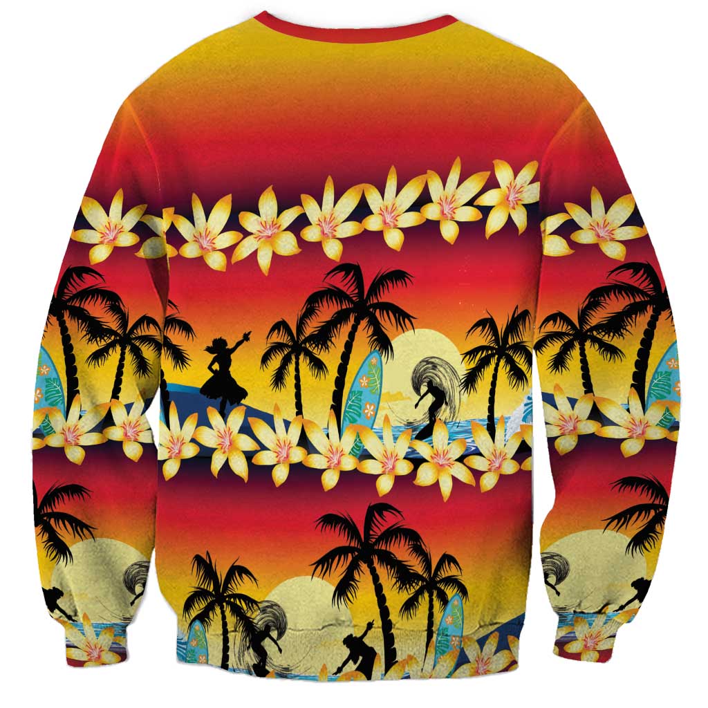 Tropical Islands Sunset Hawaii Sweatshirt Go Surfing With Hula Girl - Summer Vibes LT14 - Polynesian Pride