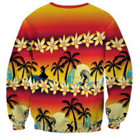 Tropical Islands Sunset Hawaii Sweatshirt Go Surfing With Hula Girl - Summer Vibes LT14 - Polynesian Pride