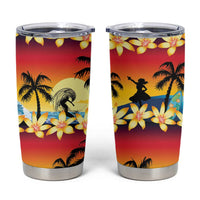 Tropical Islands Sunset Hawaii Tumbler Cup Go Surfing With Hula Girl - Summer Vibes LT14 Red - Polynesian Pride