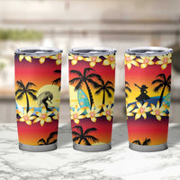 Tropical Islands Sunset Hawaii Tumbler Cup Go Surfing With Hula Girl - Summer Vibes LT14 - Polynesian Pride