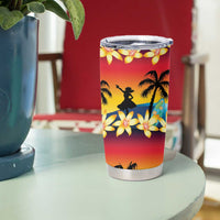 Tropical Islands Sunset Hawaii Tumbler Cup Go Surfing With Hula Girl - Summer Vibes LT14 - Polynesian Pride