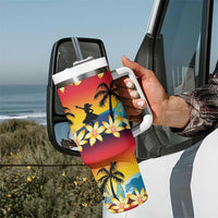 Tropical Islands Sunset Hawaii Tumbler With Handle Go Surfing With Hula Girl - Summer Vibes LT14 - Polynesian Pride