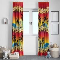 Tropical Islands Sunset Hawaii Window Curtain Go Surfing With Hula Girl - Summer Vibes LT14 - Polynesian Pride