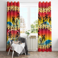 Tropical Islands Sunset Hawaii Window Curtain Go Surfing With Hula Girl - Summer Vibes LT14 - Polynesian Pride