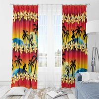 Tropical Islands Sunset Hawaii Window Curtain Go Surfing With Hula Girl - Summer Vibes LT14 - Polynesian Pride