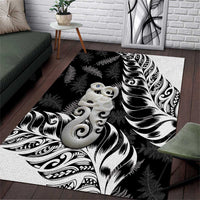 Aotearoa Manaia NZ Maori Silver Fern Area Rug LT14 Black - Polynesian Pride