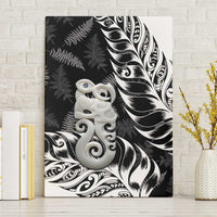 Aotearoa Manaia NZ Maori Silver Fern Canvas Wall Art LT14 Without Frame Black - Polynesian Pride