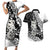 Aotearoa Manaia NZ Maori Silver Fern Couples Matching Short Sleeve Bodycon Dress and Hawaiian Shirt