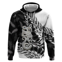 Aotearoa Manaia NZ Maori Silver Fern Hoodie LT14 Pullover Hoodie Black - Polynesian Pride